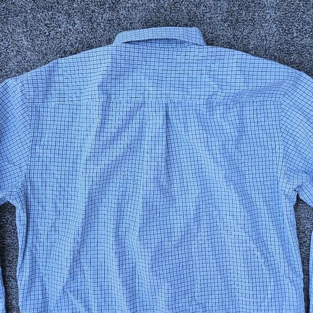 J Crew 80s 2 Ply Cotton LS Button Down Blue White Plaid Shirt Mens Large 16-16.5